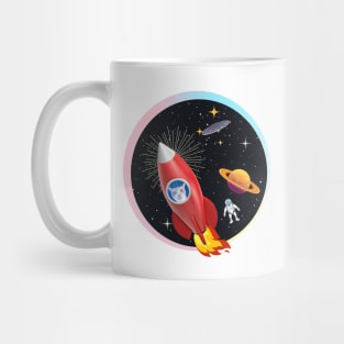 Cat in Rocket 3 (Orange Kitty) Mug